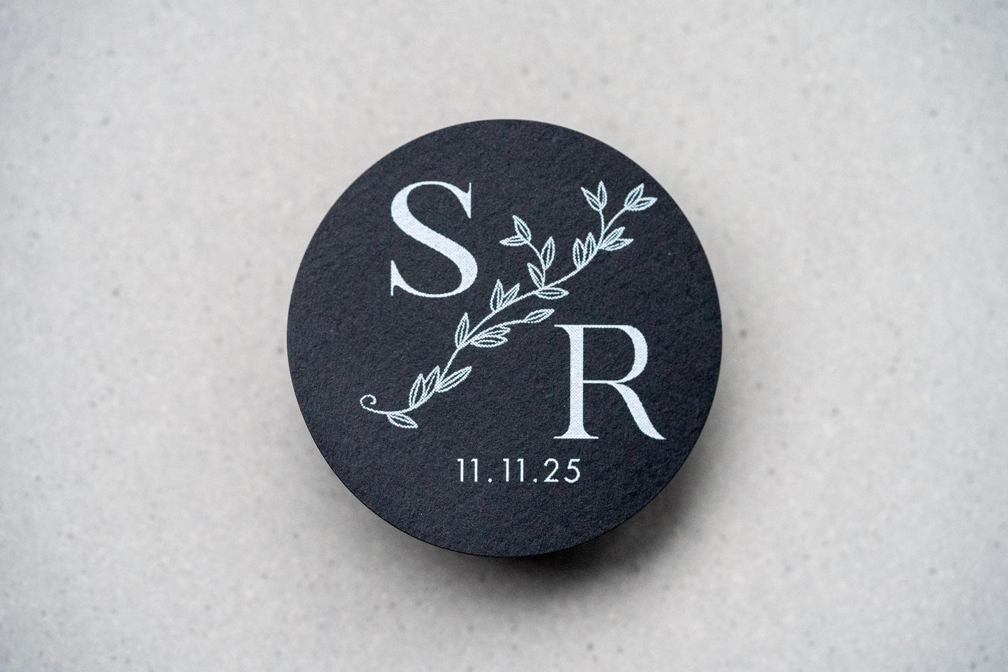 Personalised Black White Print Monogram Stickers