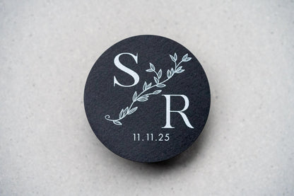Personalised Black White Print Monogram Stickers
