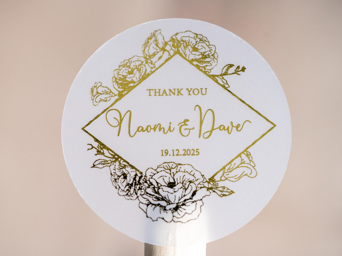Custom Foil Floral Frame Wedding Sticker