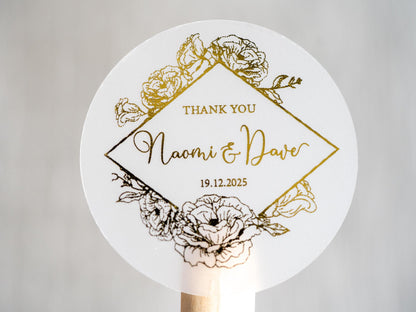 Custom Foil Floral Frame Wedding Sticker