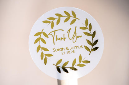 Custom Foil Leaf Frame Thank You Wedding Stickers