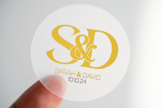 Foil Wedding Monogram Sticker