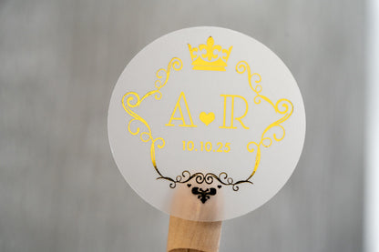 Foil Sticker with Crown Frame Monogram Design