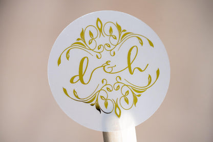 Foil Wedding Sticker with Ornamental Design