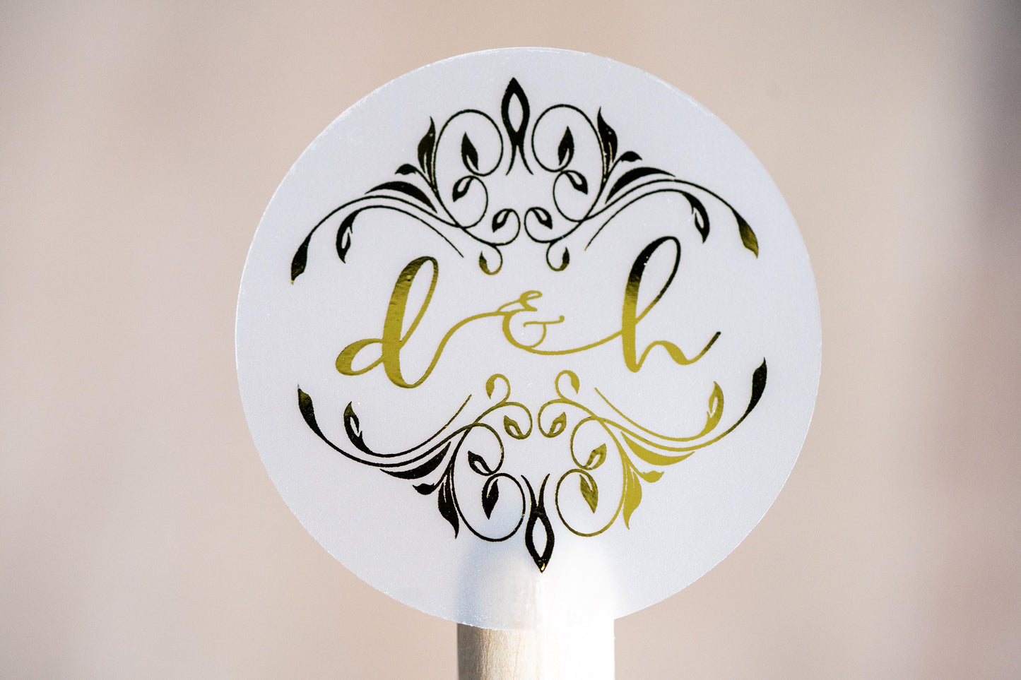 Foil Wedding Sticker with Ornamental Design