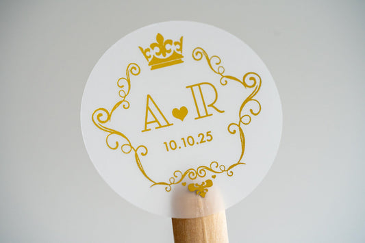 Foil Sticker with Crown Frame Monogram Design