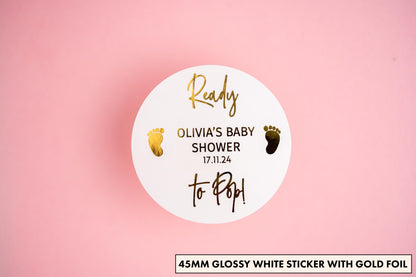 "Ready to Pop" Baby Shower Foil Stickers