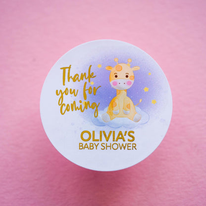 Giraffe Design Foil Baby Shower Stickers