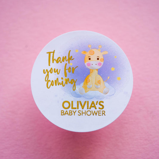 Giraffe Design Foil Baby Shower Stickers
